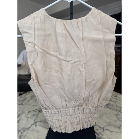 Abercrombie & Fitch Cream Crinkle Textured Plunge Set Top Womens Size S - Picture 3 of 7